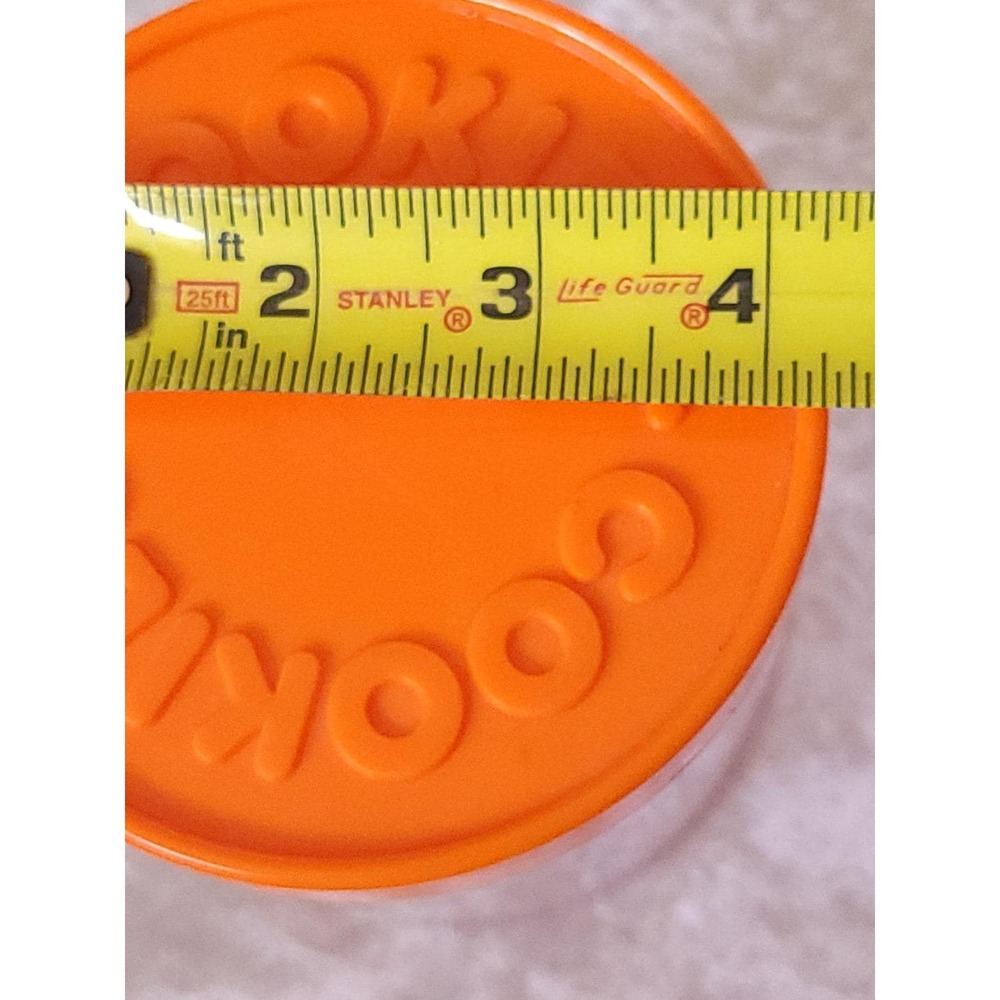 Vrg 1989 Wilton Cookies Canister jar Orange Lid Clear Plastic Jar retro - Picture 6 of 7